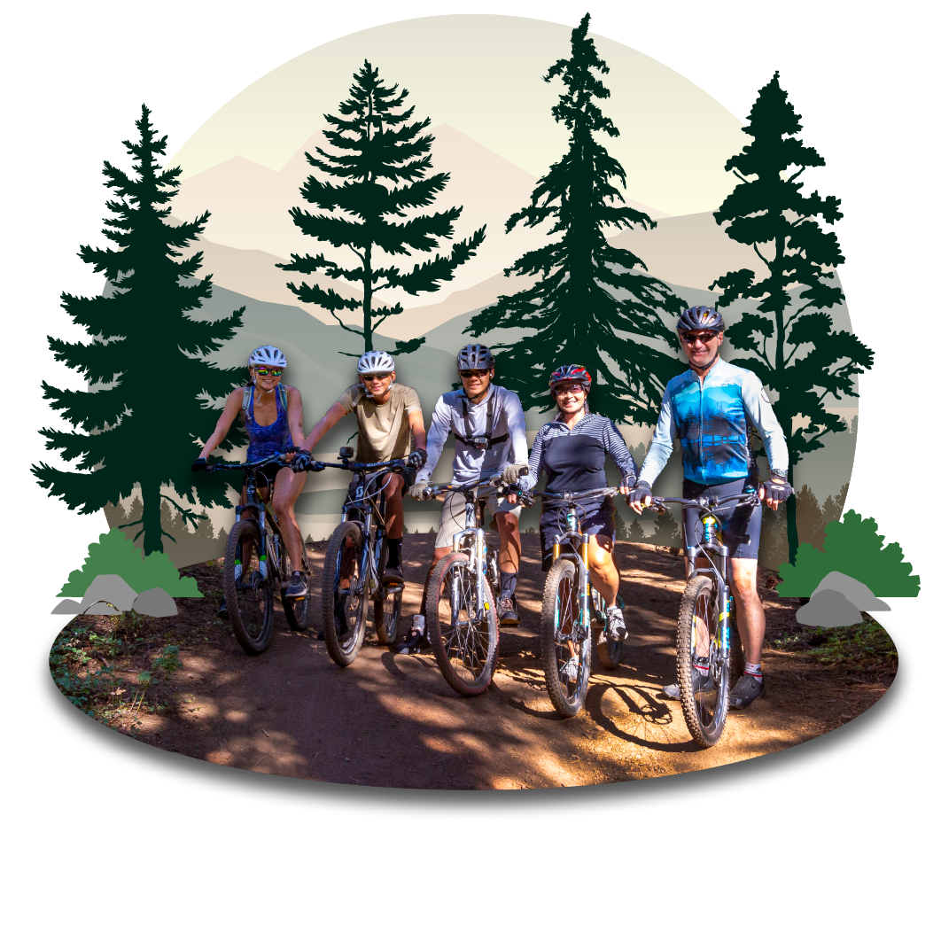 Family enjoying a bike ride on the mountains